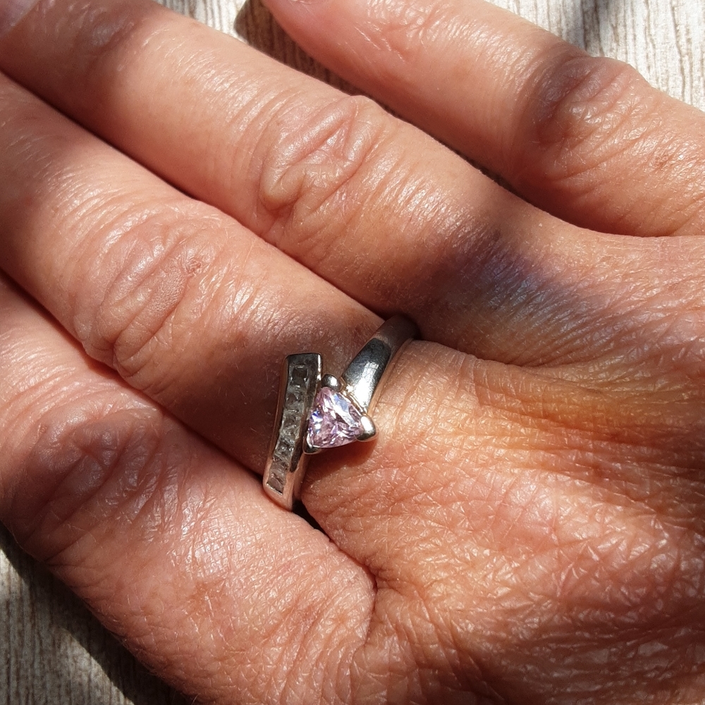 .925 silver pink Stone and diamond  FINAL SALE